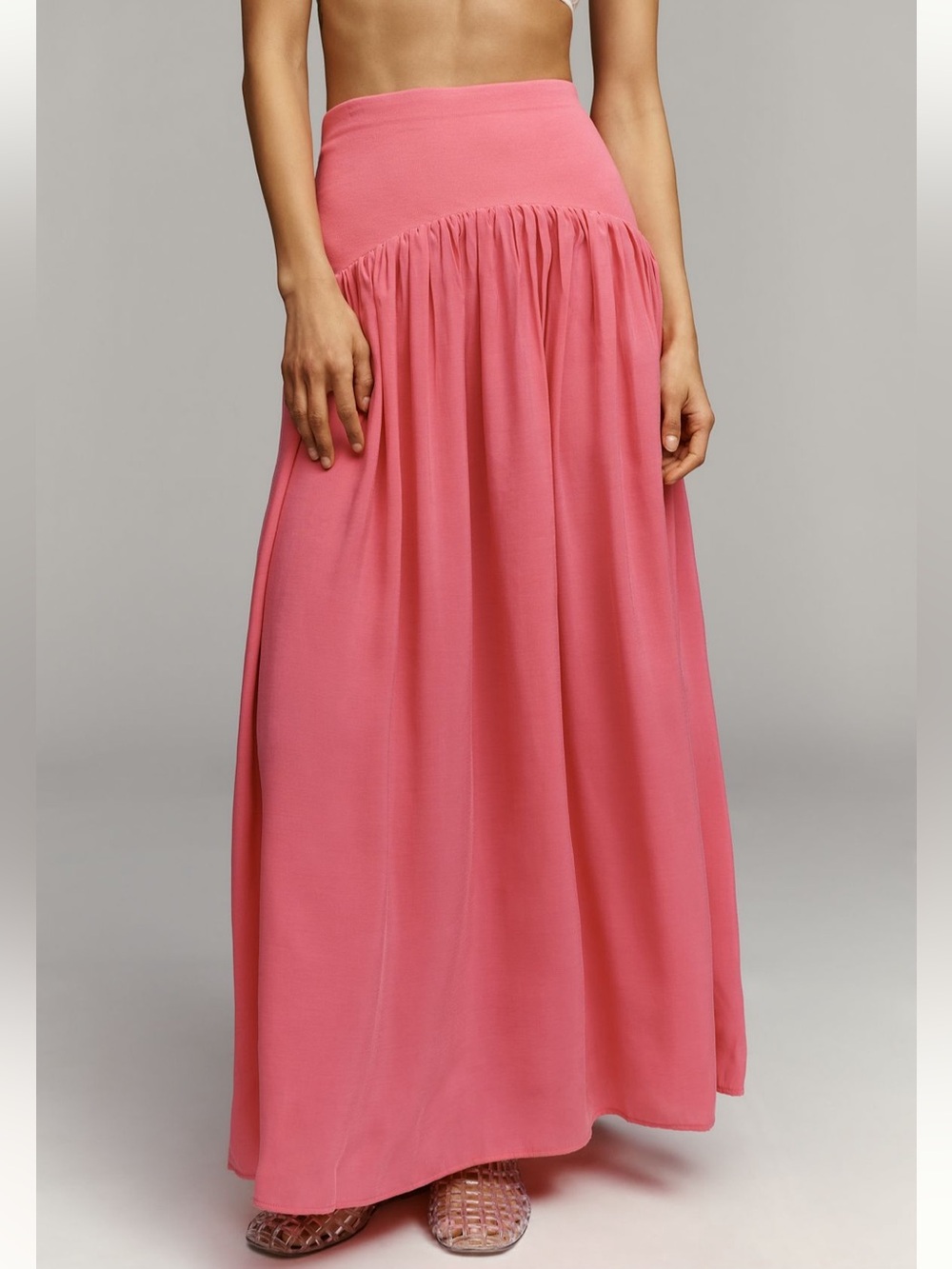 NWT Anthropologie x Maeve Drop Waist Maxi Skirt Pink Size Small